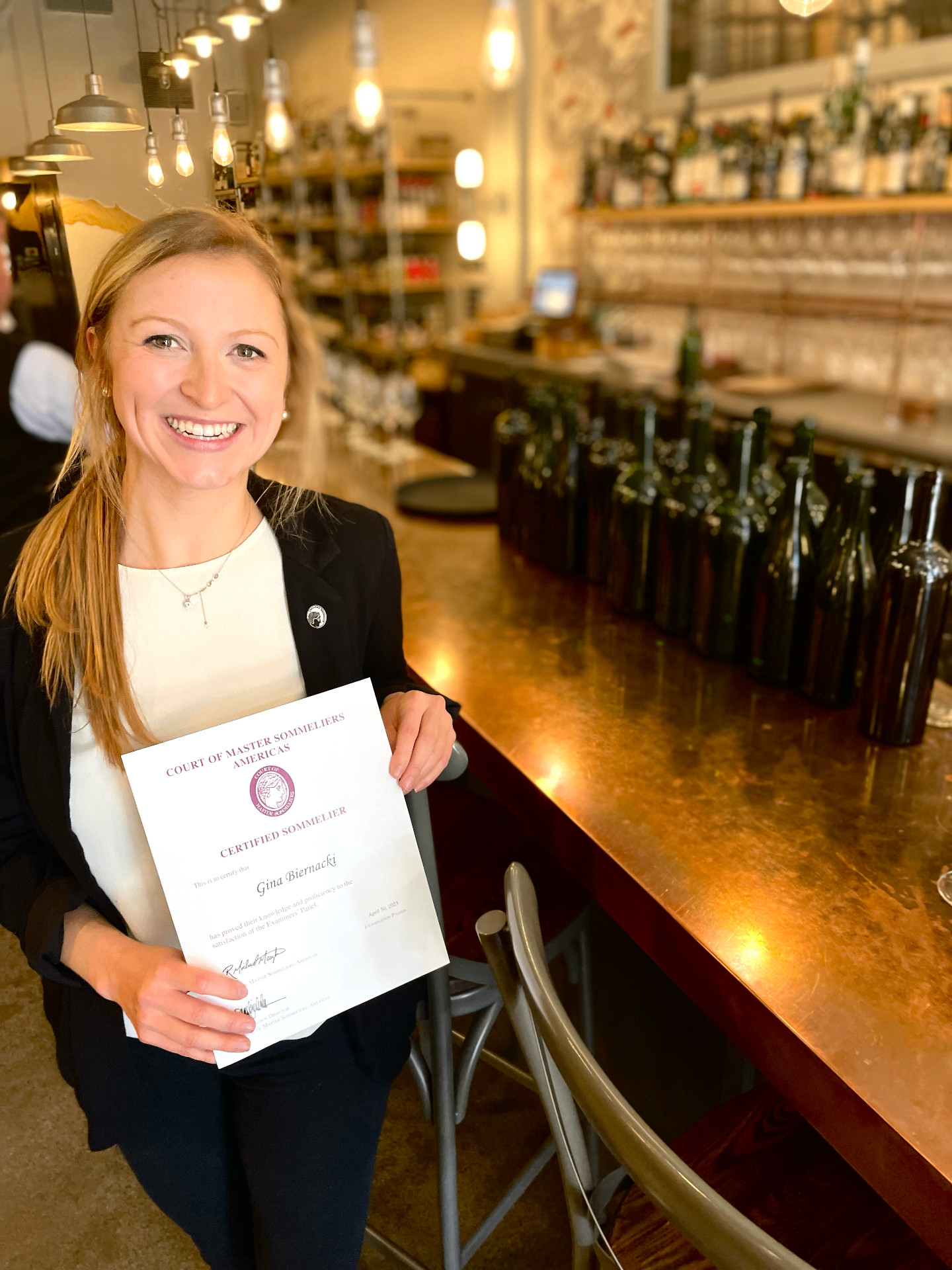 Gina Biernacki, certified sommelier